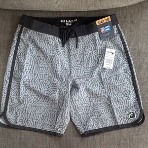 Pelagic Black and Gray Men's Board Shorts